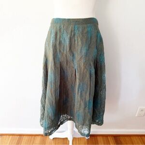 Coldwater Creek Women Damask Burnout Midi Skirt Large Petite Twee Preppy Office